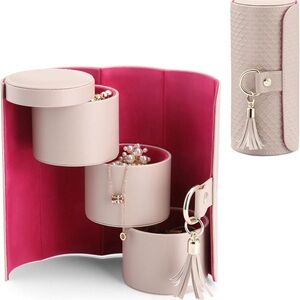 Chic Pink and Cream Jewelry Bag (for travel)